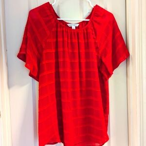 Red Flutter Sleeve Blouse